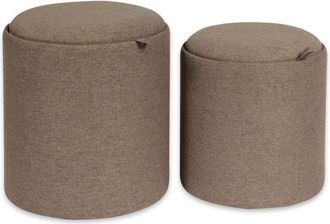 VERSA Taburete reposapiés (set de 2) en algodón y madera marrón