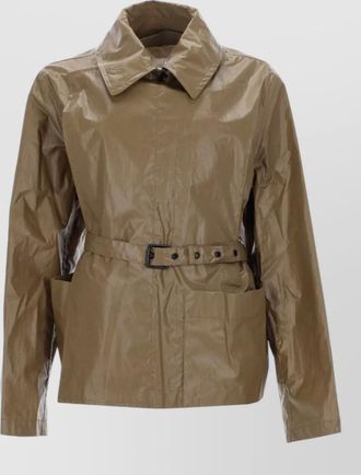 Christophe Lemaire jacket belt high collar long sleeves