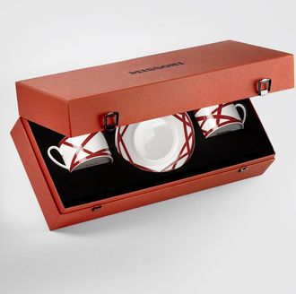 Missoni Home Bordeaux Ribbons - Luxury Box Set 2 Pcs. Tea Cup & Saucer