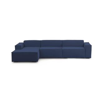 Dmora Sof&aacute; Fijo Dgarzy, Sof&aacute; Modular 4 Plazas Pen&iacute;nsula Izquierda, 100% Made In Italy, Sof&aacute; Moderno En Tela, Cm 340x170h70, Azul - Dmora