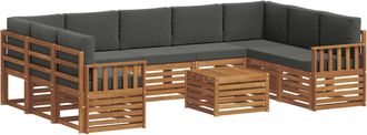 vidaXL Conjunto De Sof&aacute;s De Exterior 10 Uds. Natural Y Antracita Vidaxl