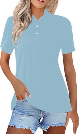 Generic Womens Polo Shirt Short Sleeve Golf Collared Polos Lightweight Breathable Workout Tops Summer Quick Dry Business Casual Shirts Slim Fit Workout Tennis