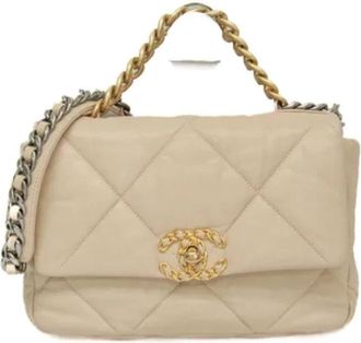 Chanel Pre-owned Leather chanel-bags - Dames - Vintage Handtas - Beige - ONE Size - Leer - Vintage