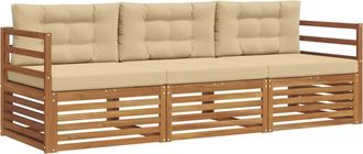 vidaXL Conjunto De Sof&aacute;s De Exterior 3 Uds. Natural Y Beige Vidaxl