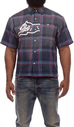 Icecream Snow Cone Plaid Short Sleeve Button-Up Shirt in Surf The Web at Nordstrom, Size Xx-Large