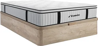 Vente-Unique Set 140x200cm rete vano nat. chiaro + mater. molle insac. topper integrato sp. 28cm - AMERICAN DREAM di YSM&Eacute;E