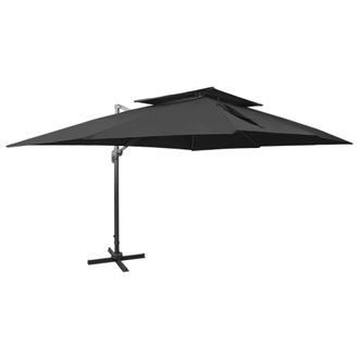 Berkfield Home Cantilever Garden Parasol with Double Top Black 400x300 cm