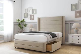 Sloomy Sterling Coniston Divan Set No Drawers-54 Wingback-Footboard in Cream | Size: Single