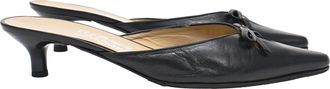 Ferragamo Ferragamo Bow Pointed-Toe Heeled Mules in Black Leather