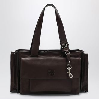 Miu Miu Utilitaire shopping bag in antique-effect lambskin, burnt