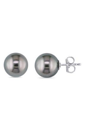 Delmar 14K White Gold Cultured Black Tahitian Pearl Stud Earrings at Nordstrom Rack