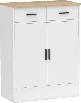 STILVORA Aparador Con 2 Cajones Y 1 Armario Con Estante Ajustable Para Cocina Sal&oacute;n Pasillo En Madera Blanco