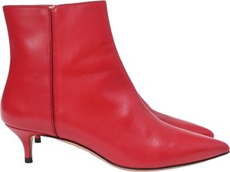 Altuzarra Quant Kitten Heel Ankle Boots in Red Leather