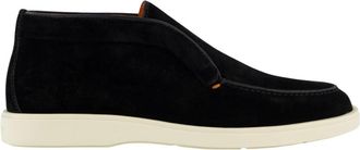 Santoni Detroit Herenschoenen - Heren - Enkellaarsjes - Zwart - 40 1/2 EU - Leer - Schoenen