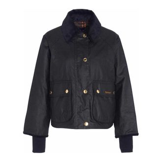Barbour Jassen, Dames, Blauw, M, Cropped Beadnell Gewaxte Jas