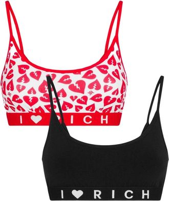 John Richmond Bipack BHs met twee banden en contrasterend logo - Dames - BHs - Veelkleurig - M - Katoen - Ondergoed