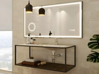Vente-Unique Specchio da bagno rettangolare con orologio digitale - 120 x 60 cm - AITANA