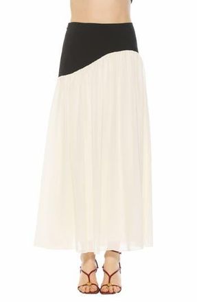 Alexia Admor Eris Asymmetric Drop Waist Maxi Skirt in Black/white at Nordstrom Rack, Size 10