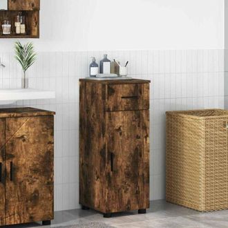 vidaXL Bathroom Cabinet with Drawer Smoked Oak 30 x 35 x 80 cm vidaXL