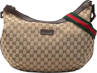 Gucci Pre-owned Gucci GG Canvas Web Half Moon Crossbody Ladies CFF1I3T4FNH31G81