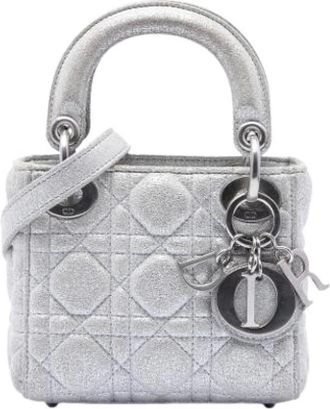 Dior Pre-owned Lady Mini Bag - Dames - Vintage Mini Tas - Grijs - ONE Size - Leer - Vintage