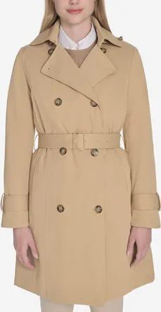 Cole Haan Womens Insulated Twill Trench Coat - Beige Size Medium