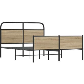 vidaXL Bed Frame without Mattress 140x190 cm Sonoma Oak Engineered Wood Vidaxl