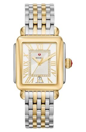 Michele Deco Madison Diamond Dial Bracelet Watch, 33mm in Gold/Silver at Nordstrom