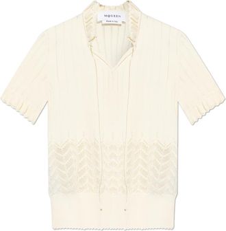 Alexander McQueen Pointelle Knit Top - Dames - Blouses - Beige - XS - Overhemden