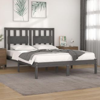 vidaXL Vidaxl - Estructura De Cama De Madera Maciza De Pino Gris 200x200 Cm
