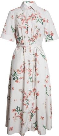 Erdem Floral Organic Cotton Midi Shirtdress in Painted Orchid Petal Pink at Nordstrom, Size 10 Us