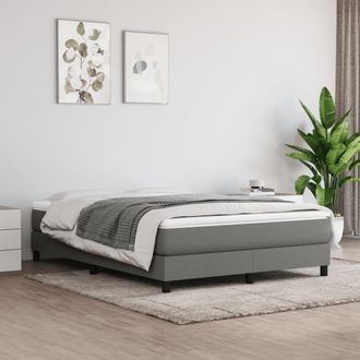 vidaXL Cama Box Spring Con Colch&oacute;n Tela Gris Oscuro 140x190 Cm Vidaxl