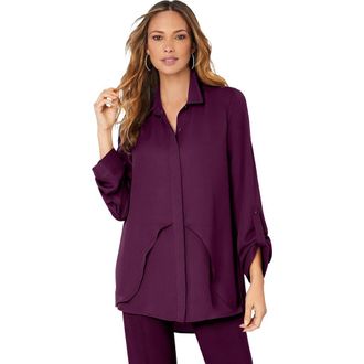 Roaman's Georgette Overlay Big Shirt in Dark Berry at Nordstrom, Size 20