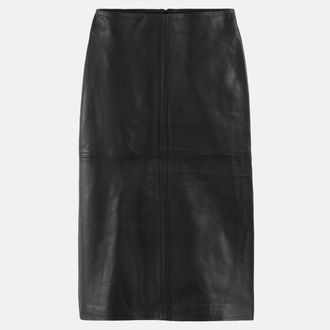 La Redoute Collections Schapenleren kokerrok, midi lengte