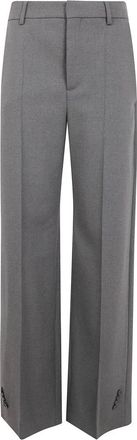 Jean Paul Gaultier Getailleerde broek met zoomknoopdetail - Dames - Straight fit broeken - Grijs - 2XS - Leer - Broeken
