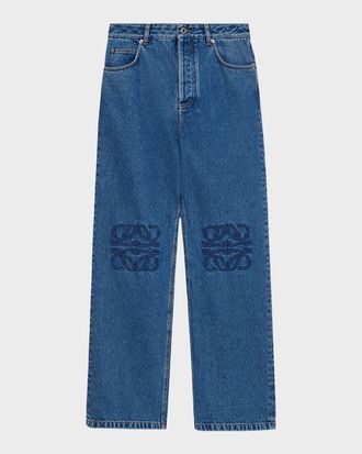 Loewe Men & apos;s Anagram Denim Baggy-Fit Jeans