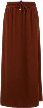 Herno Lange rok in effen kleur met trekkoord - Dames - Maxi Rokken - Bruin - XL - Rokken
