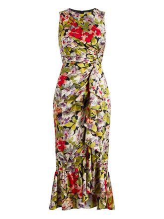 Cinq à Sept Canyon Bloom Elvira floral ruffled midi dress - Black