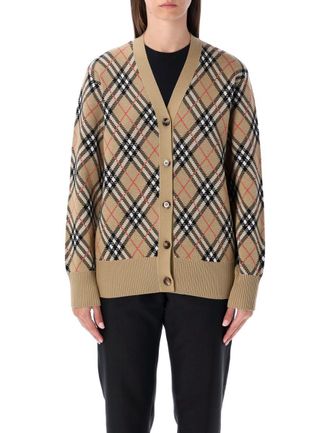 Burberry Wool Blend Check Cardigan
