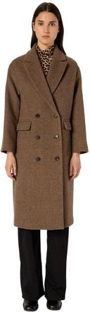Gerard Darel Mady Double-Breasted Midi Length Coat in Brown at Nordstrom, Size 10