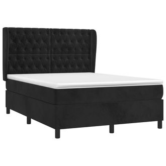 vidaXL Cama Box Spring Con Colch&oacute;n Terciopelo Negro 140x200 Cm Vidaxl