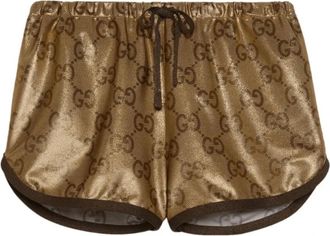 Gucci Metallic Effect Maxi GG Canvas Jurk - Dames - Bermuda - Geel - XS - Korte Broeken