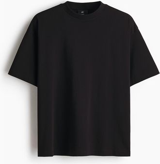 H&M Oversized Fit Cotton T-shirt in Black at Nordstrom, Size Xx-Large