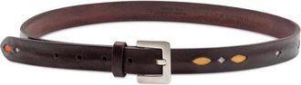 Orciani Slim riem met geometrische inzetten - Heren - Riemen - Bruin - 115 CM - Leer - Accessoires