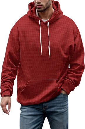 Generic DENGJIAMY Mens Hoodie Plus Size Pullover Drawstring Hooded Sweatshirt Streetwear Fashion Hoodies Casual Lightweight Shirt Long Sleeve for Men (Red, 5X