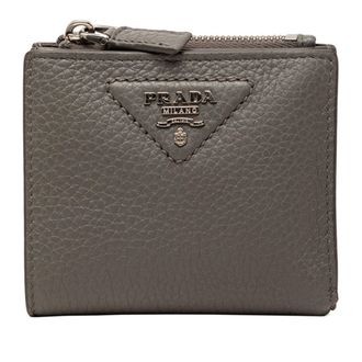 Prada Gray Leather Wallet (Bi-Fold) (Pre-Owned)