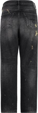 R13 Womens Straight-Leg Jeans Black Cotton