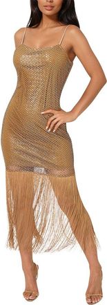 Bebe Sequin Crotchet Fringe Dress