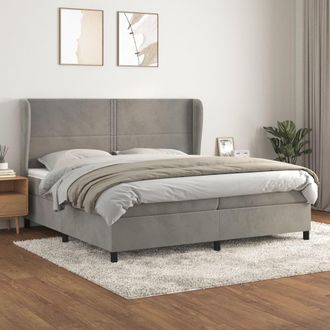 vidaXL Vidaxl - Cama Box Spring Con Colch&oacute;n Terciopelo Gris Claro 200x200 Cm