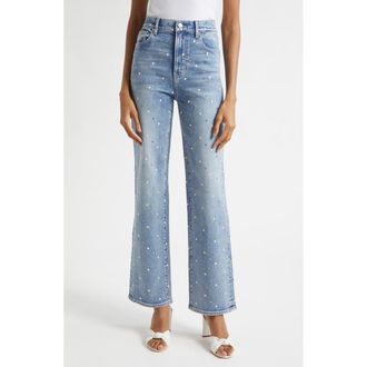 Veronica Beard Dylan Embellished High Waist Ankle Straight Leg Jeans in Amethyst Frost at Nordstrom, Size 27